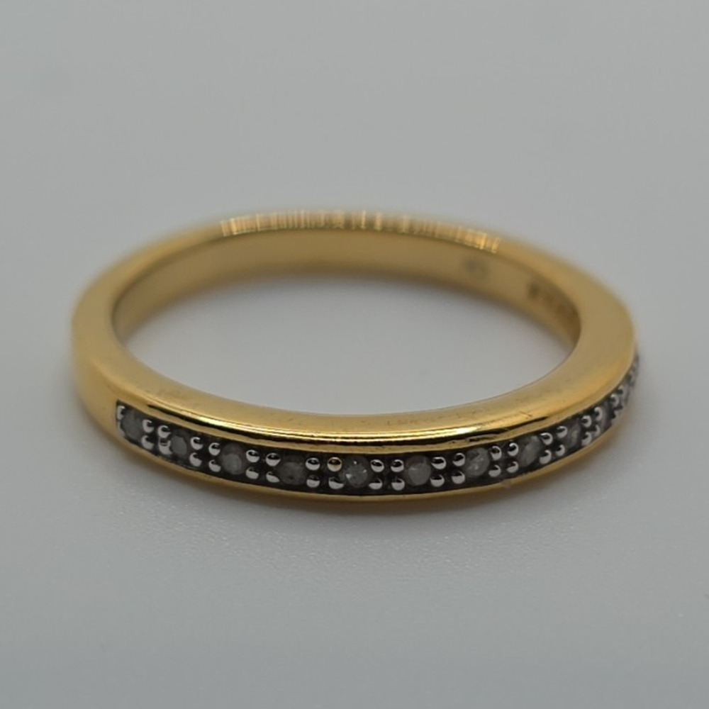 Macys Gold over Sterling Silver 925 Diamond Band Ring Gold Plated Round Size 7